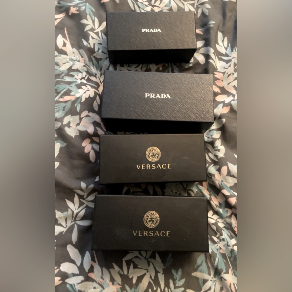 Prada and Versace sunglasses boxes cases for sale. Sold separately